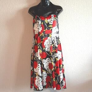 Dress Tells NEW Whimsigoth Skulls Roses Lace Corset Bow Back Halter Swing Dress